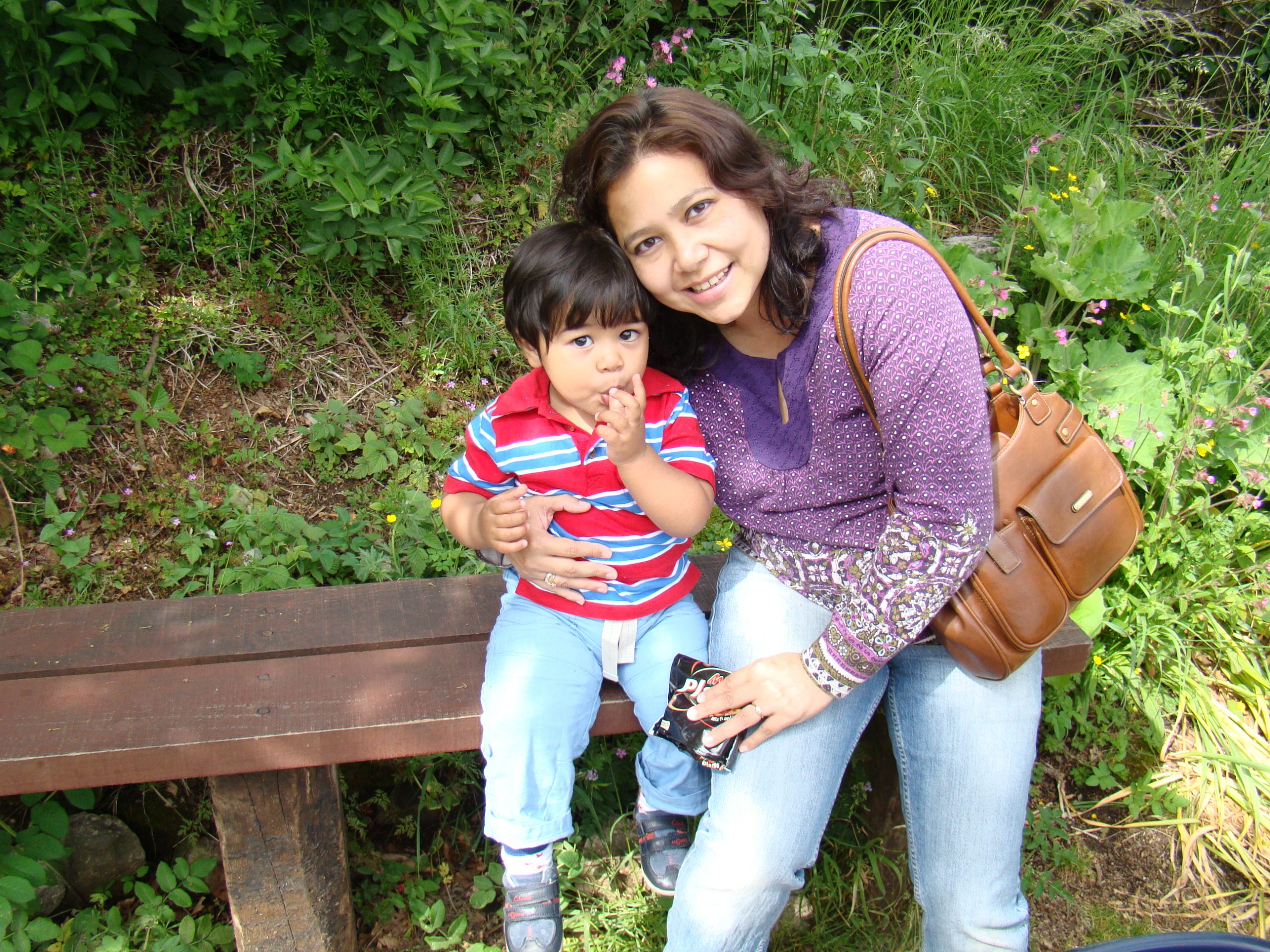 With my son